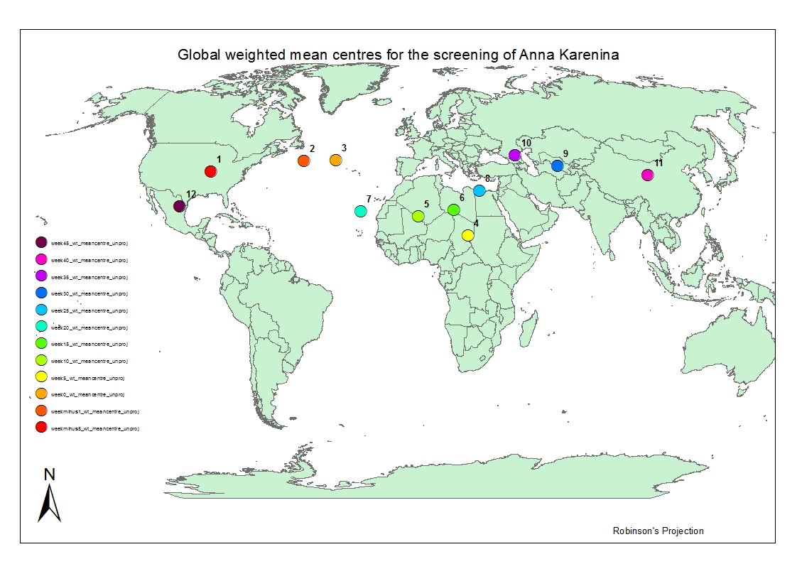 Global weighted mean centres for the screening of Anna Karenina