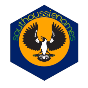 The hexagonal logo for the package. Contains the colours and piping shrike emblem of the South Australian flag, along with the package name.