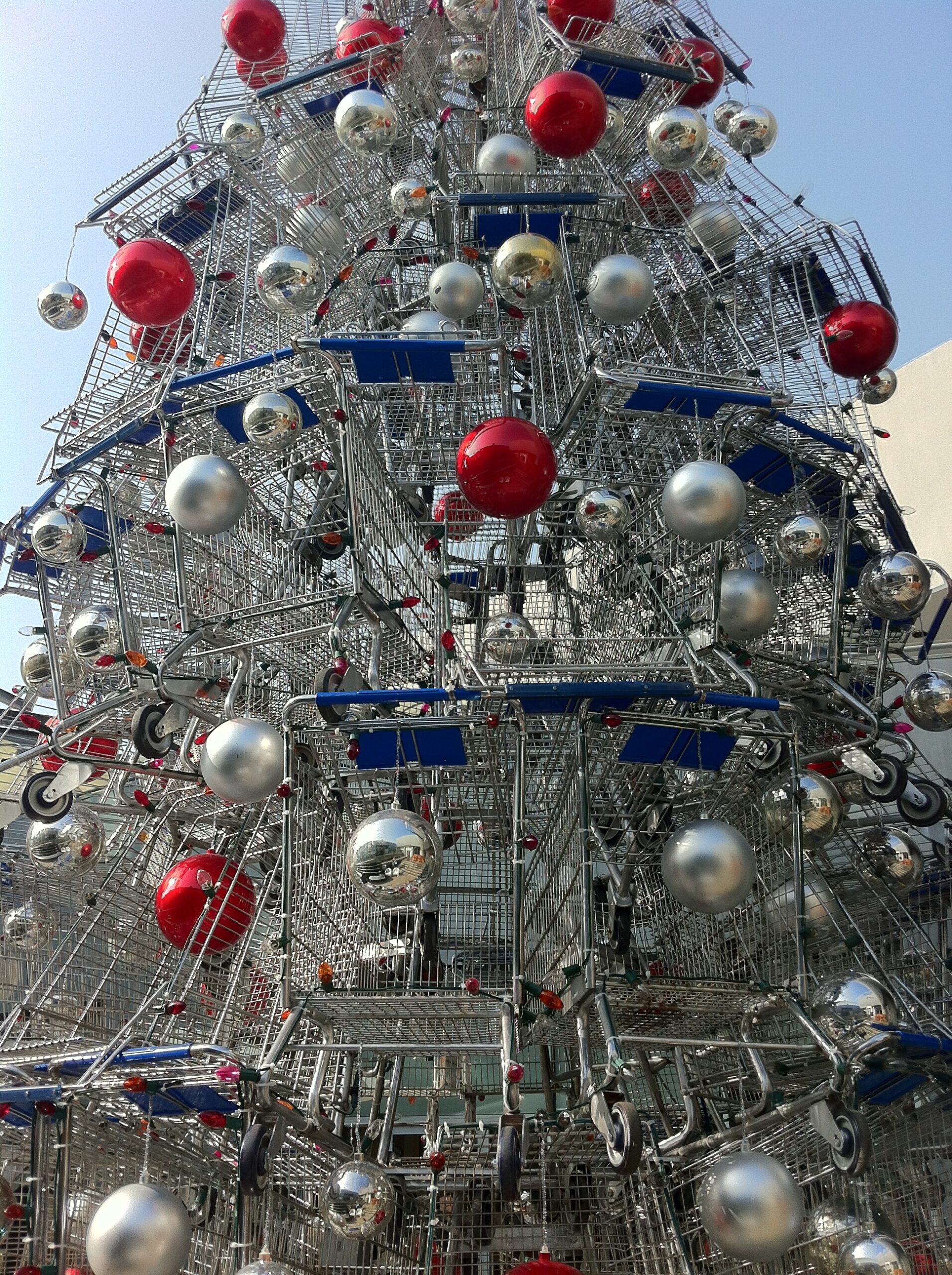 A Christmas Tree made from Shopping Carts